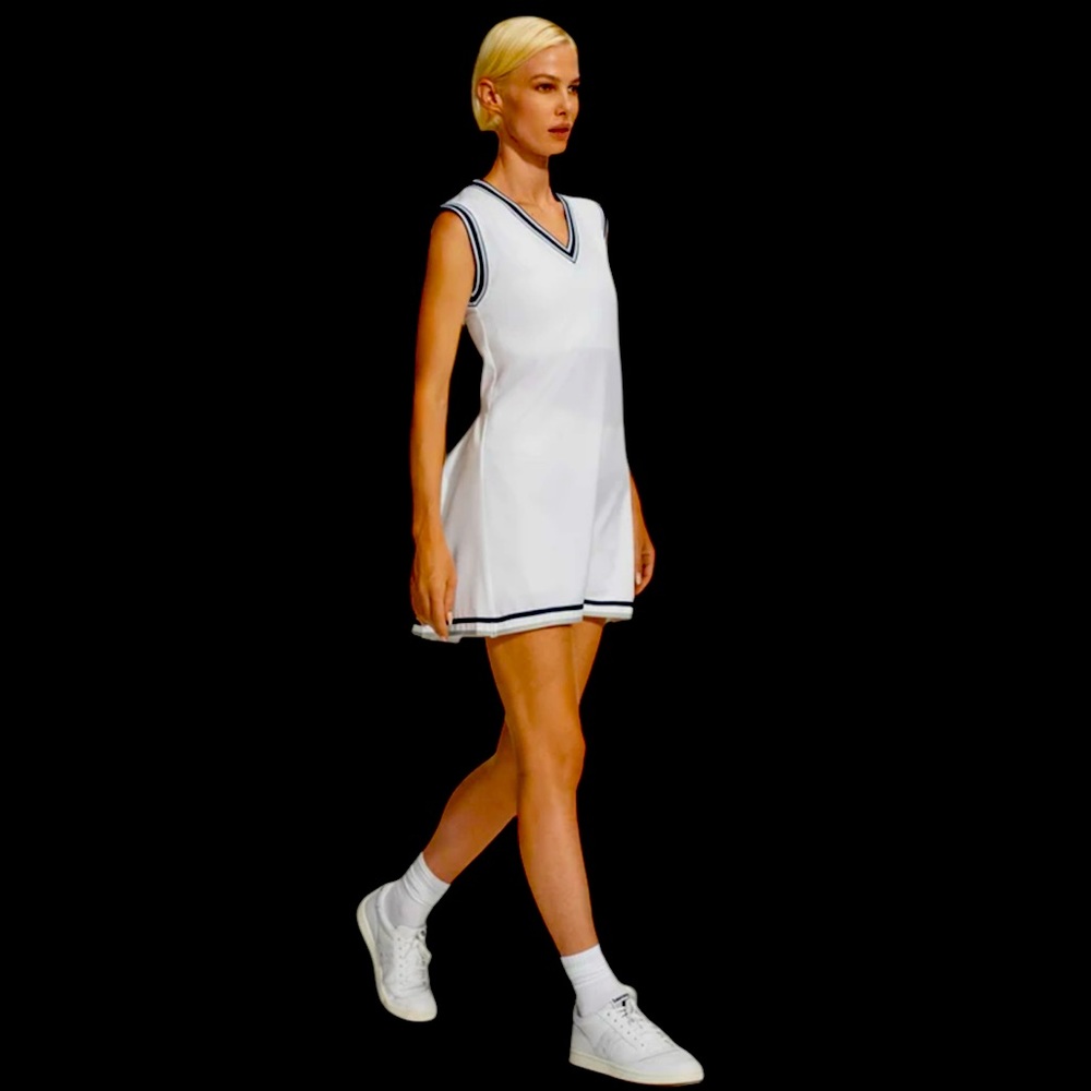 Vintage simple short white Navy shift dress inspired by retro sportswear